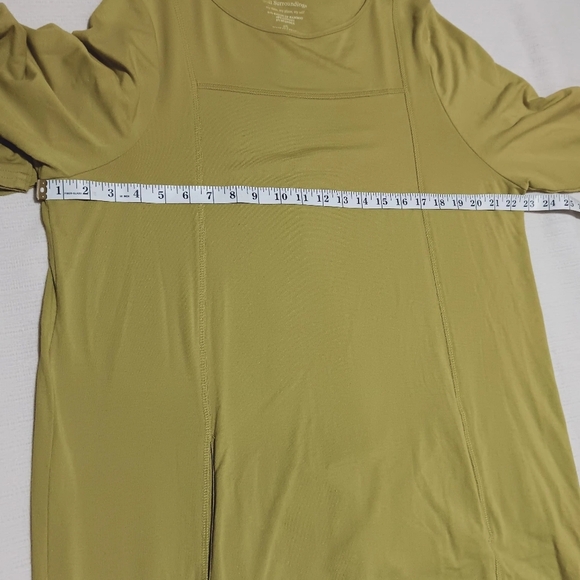 3X25 Soft Surroundings Tunic 2X Chartreuse Lime Green Long Sl Pocket Top Bamboo - Picture 5 of 11